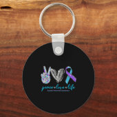 Porte-clés Peace Love Life Suicide Prevention Awareness Heart (Recto)
