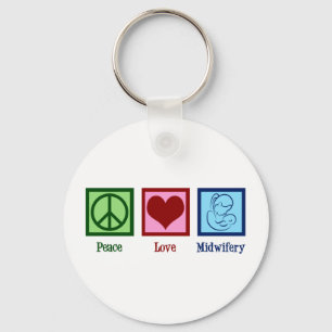 Porte-clés Peace Love Midwifery Cute Midwife