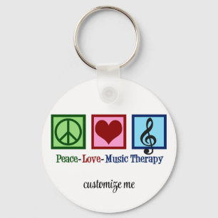 Porte-clés Peace Love Music Therapist Personnalisé