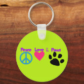 Porte-clés Peace Love & Paws (Recto)
