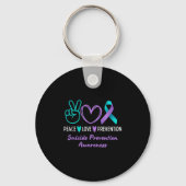 Porte-clés Peace Love Prevention Suicide Awareness Teal Purpl (Recto)