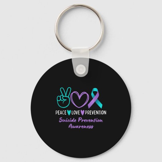 Porte-clés Peace Love Prevention Suicide Awareness Teal Purpl (Recto)