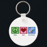 Porte-clés Peace Love Psychology<br><div class="desc">A peace sign,  heart,  and a psychologist. A great gift for a psych major or a licensed psychologist.</div>