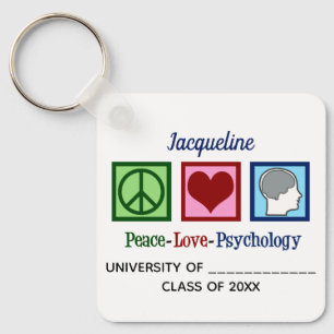 Porte-clés Peace Love Psychology Major Cute Custom Graduation