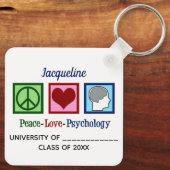 Porte-clés Peace Love Psychology Major Cute Custom Graduation (Verso)