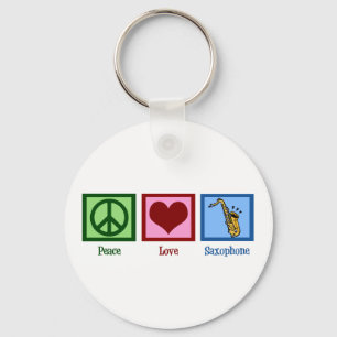 Porte-clés Peace Love Saxophone