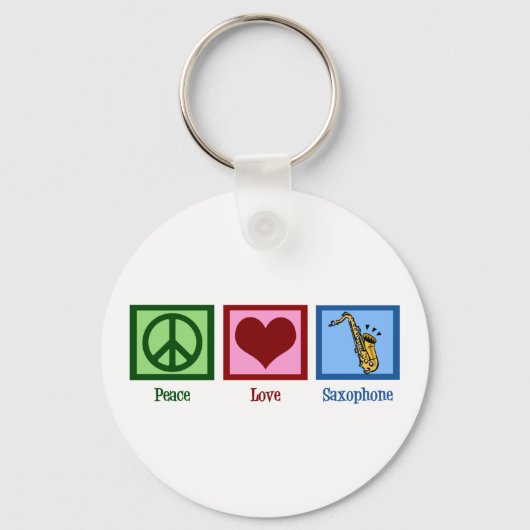 Porte-clés Peace Love Saxophone (Recto)