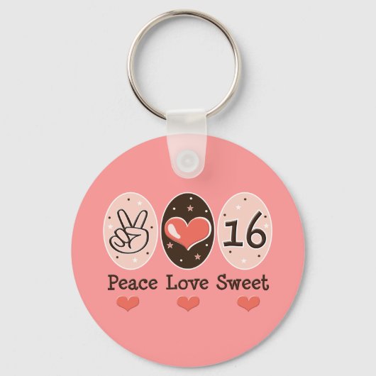 Porte-clés Peace Love Sweet sixteen Porte - clé (Recto)