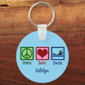 Porte-clés Peace Love Swimming (Verso)