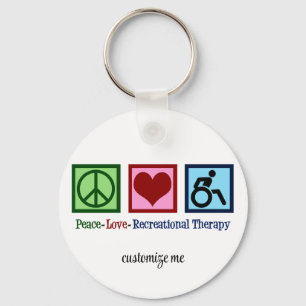 Porte-clés Peace Love Thérapie récréative Personnalisée