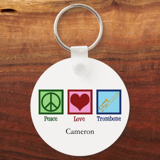 Porte-clés Peace Love Trombone Player Cute Custom (Verso)