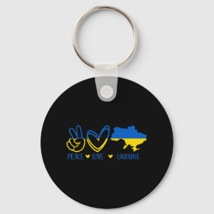 Porte-clés Peace Love Ukraine Soutenez le drapeau ukrainien P