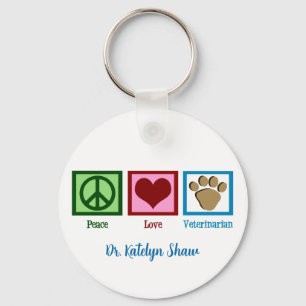 Porte-clés Peace Love Veterinarian