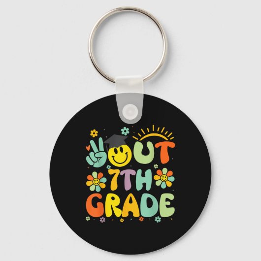Porte-clés Peace Out 7e grade Cl De 2025 Adieu Graduation (Recto)