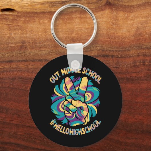 Porte-clés Peace Out Middle Hello Lycée Tie Dye (Recto)