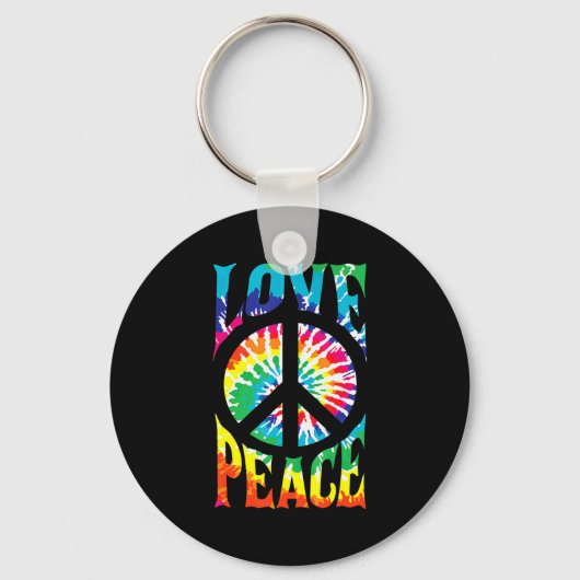 Porte-clés Peace Sign Love 60S Les années 70 Tie Dye Hippie C (Recto)