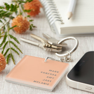 Porte-clés Peach Family Names Monogramme Texte gris minimalis
