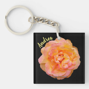 Porte-clés Peach Rose Cutout photo avec Arrière - plan noir