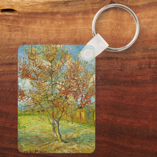 Porte-clés Peach Tree rose en fleurs par Vincent van Gogh (Verso)