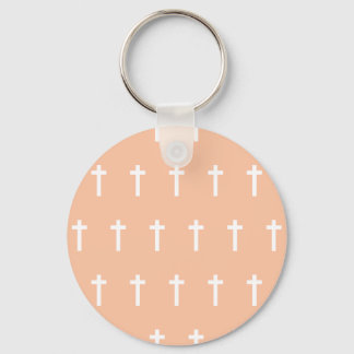 Porte-clés Peach White Croix
