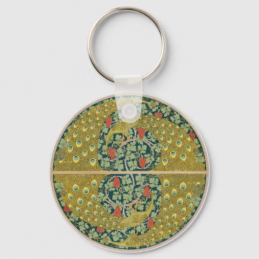 Porte-clés Peacock Art Nouveau Style rond design complexe (Recto)