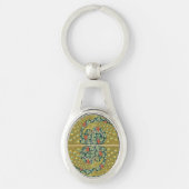 Porte-clés Peacock Art Nouveau Style rond design complexe (Devant)