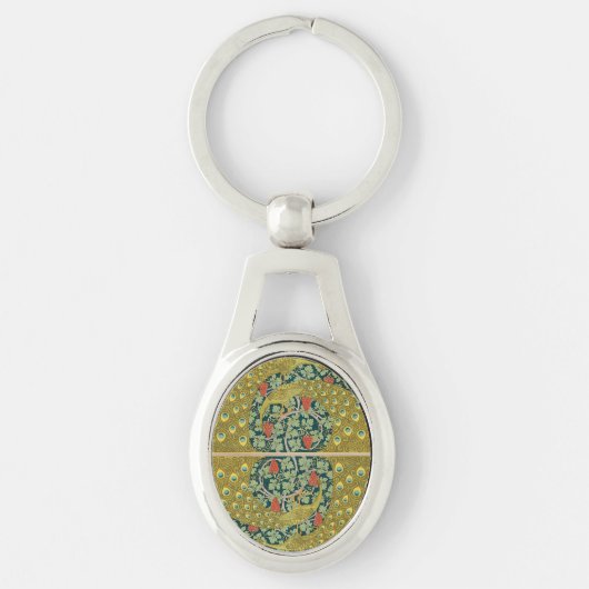 Porte-clés Peacock Art Nouveau Style rond design complexe (Devant)