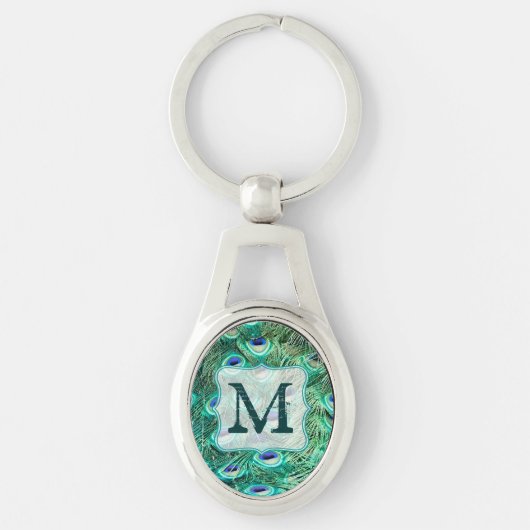 Porte-clés Peacock Bird Feather Turquoise Turquoise Vint Port (Devant)