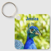 Porte-clés Peacock Bird Nom personnalisé (Recto)