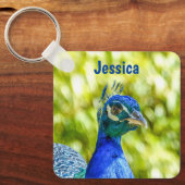 Porte-clés Peacock Bird Nom personnalisé (Recto)
