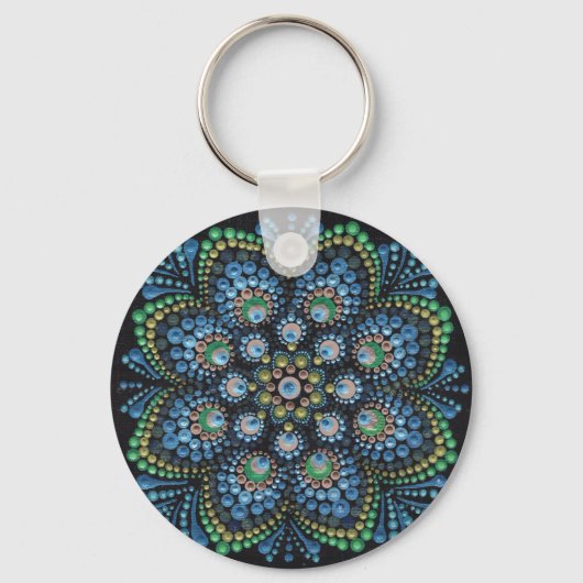 Porte-clés Peacock Dot Mandala (Recto)