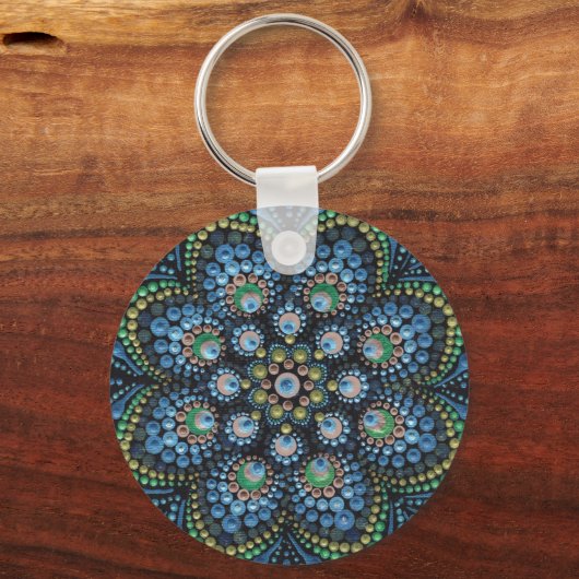 Porte-clés Peacock Dot Mandala (Verso)