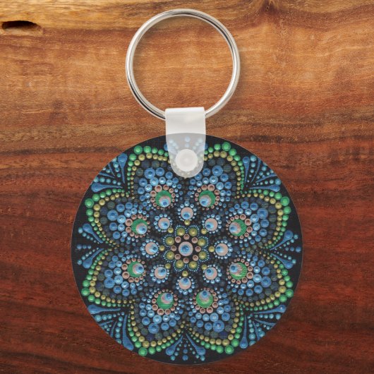 Porte-clés Peacock Dot Mandala (Recto)