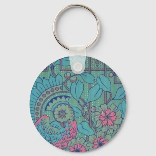 Porte-clés Peacock floral rétro (Recto)