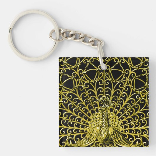 Porte-clés Peacock Gold Art Nouveau (Devant)