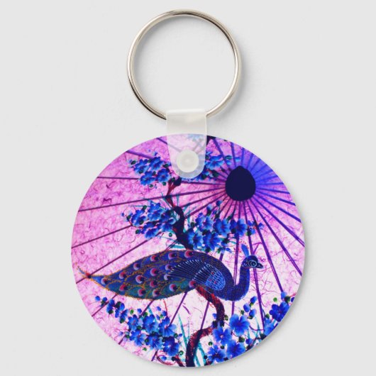 Porte-clés Peacock oriental parasol japonais cerisier fleurs (Recto)