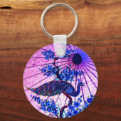 Porte-clés Peacock oriental parasol japonais cerisier fleurs (Recto)