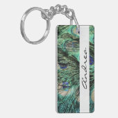 Porte-clés Peacock, Paon, Peacock Tail, Votre Nom (Devant gauche)