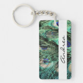 Porte-clés Peacock, Paon, Peacock Tail, Votre Nom (Devant)