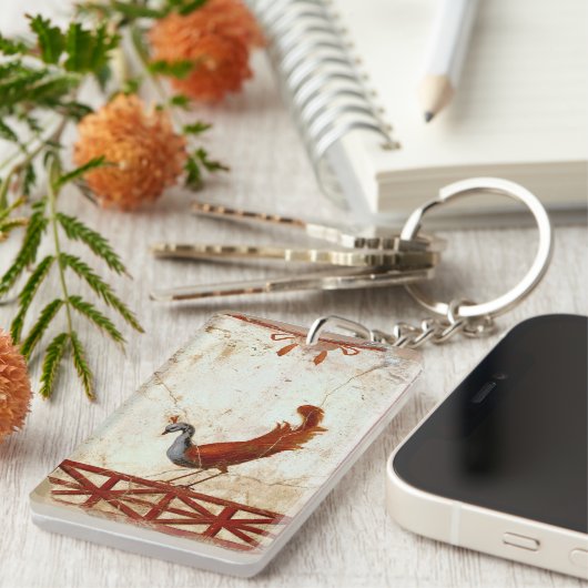 Porte-clés Peacock sur Fresco Ancienne peinture romaine antiq (Devant droit)