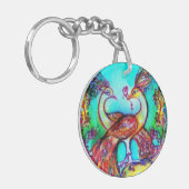 Porte-clés PEACOCKS EN AMOUR rouge turquoise bleu vert (Devant gauche)