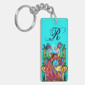 Porte-clés PEACOCKS IN LOVE MONOGRAM rouge turquoise bleu ver (Devant gauche)