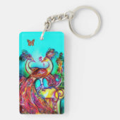 Porte-clés PEACOCKS IN LOVE MONOGRAM rouge turquoise bleu ver (Dos)