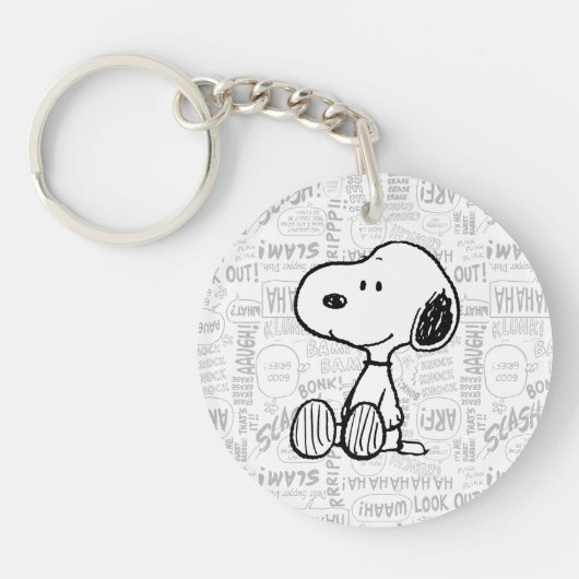 Porte-clés PEANUTS | Snoopy on Black White Comics (Devant)