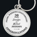 Porte-clés Pearl Mariage 30 ans commémoratif<br><div class="desc">Cadeau d'anniversaire,  qu'il s'agisse de mariage,  de retraite,  de graduation,  d'âge ou de fiançailles,  le texte est entièrement modifiable pour convenir à votre occasion. Tout anniversaire peut être ajouté à ce porte - clé commémoratif.</div>
