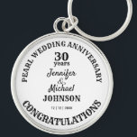 Porte-clés Pearl Mariage 30 ans commémoratif<br><div class="desc">Cadeau d'anniversaire,  qu'il s'agisse de mariage,  de retraite,  de graduation,  d'âge ou de fiançailles,  le texte est entièrement modifiable pour convenir à votre occasion. Tout anniversaire peut être ajouté à ce porte - clé commémoratif.</div>