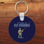 Porte-clés Pêche à la mouche en échassiers (Recto)