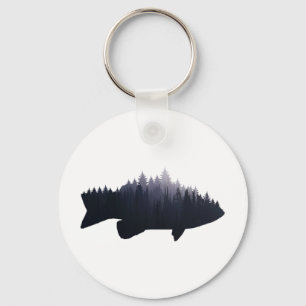 Porte-clés Pêche au black bass B B forêt nature pêcheur