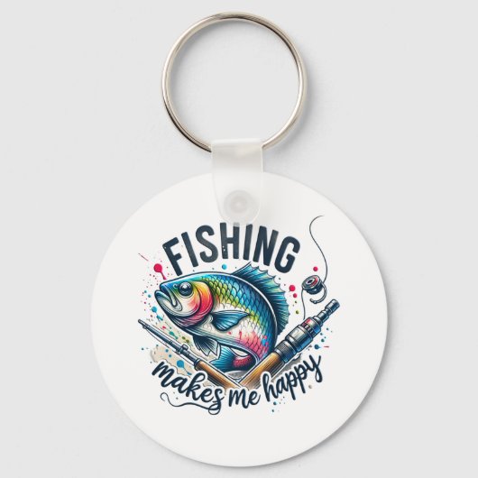Porte-clés Pêche-Cadeaux Fisher Rend Mon Joyeux (Recto)