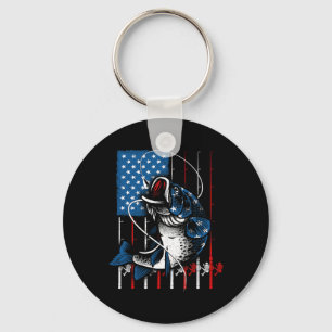 Porte-clés Pêche Cool Pour Hommes Femmes Drapeau Américain Us